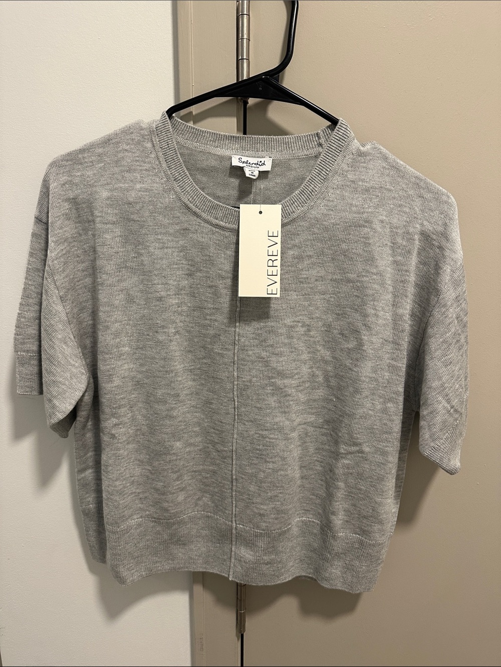 Evereve Light Gray Short-Sleeve Crewneck Sweater